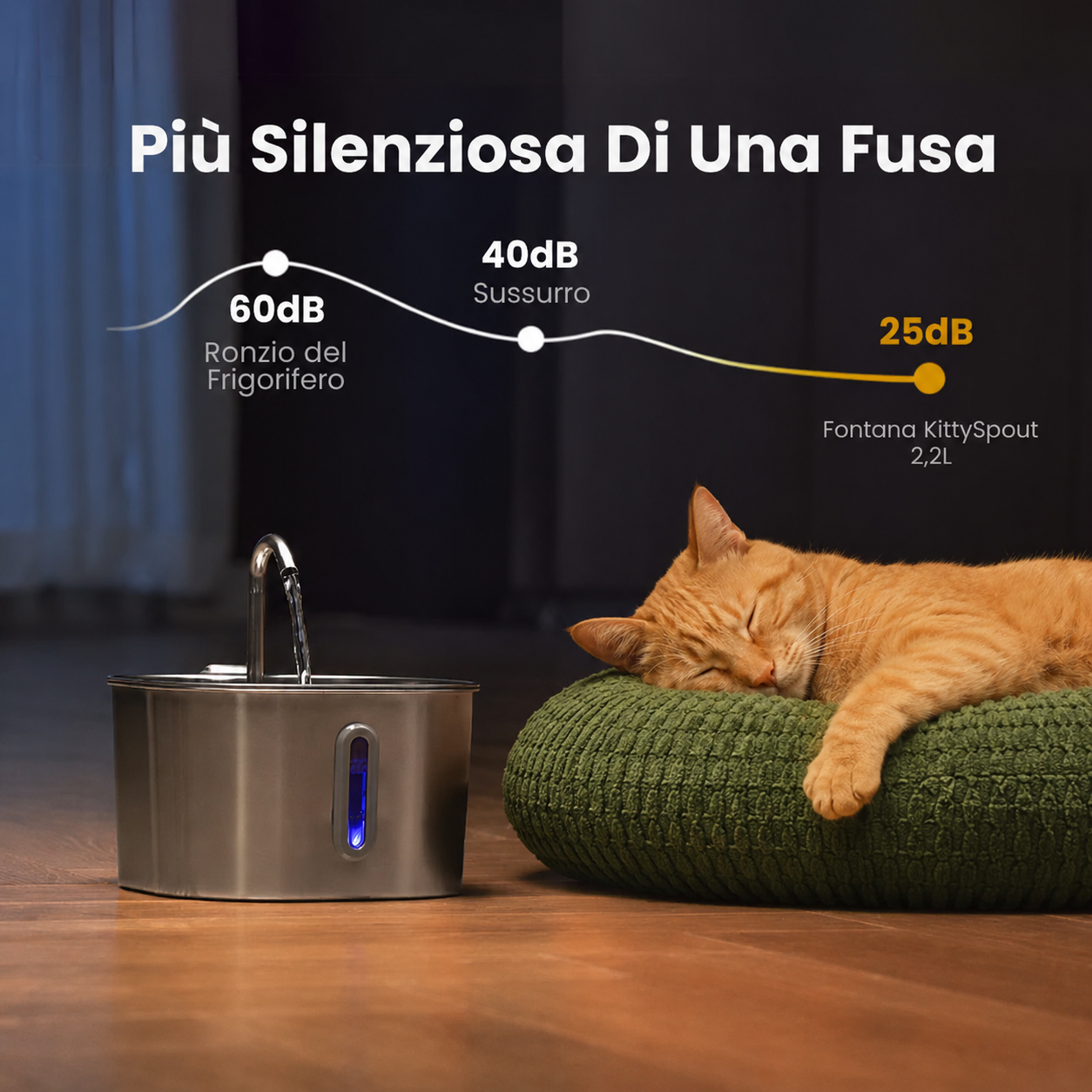 Fontanella per Gatti 2,2L in Acciaio Inox