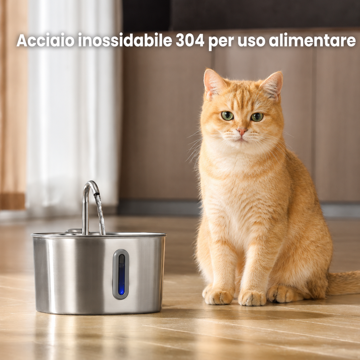 Fontanella per Gatti 2,2L in Acciaio Inox