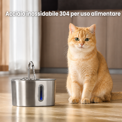 Fontanella per Gatti 2,2L in Acciaio Inox