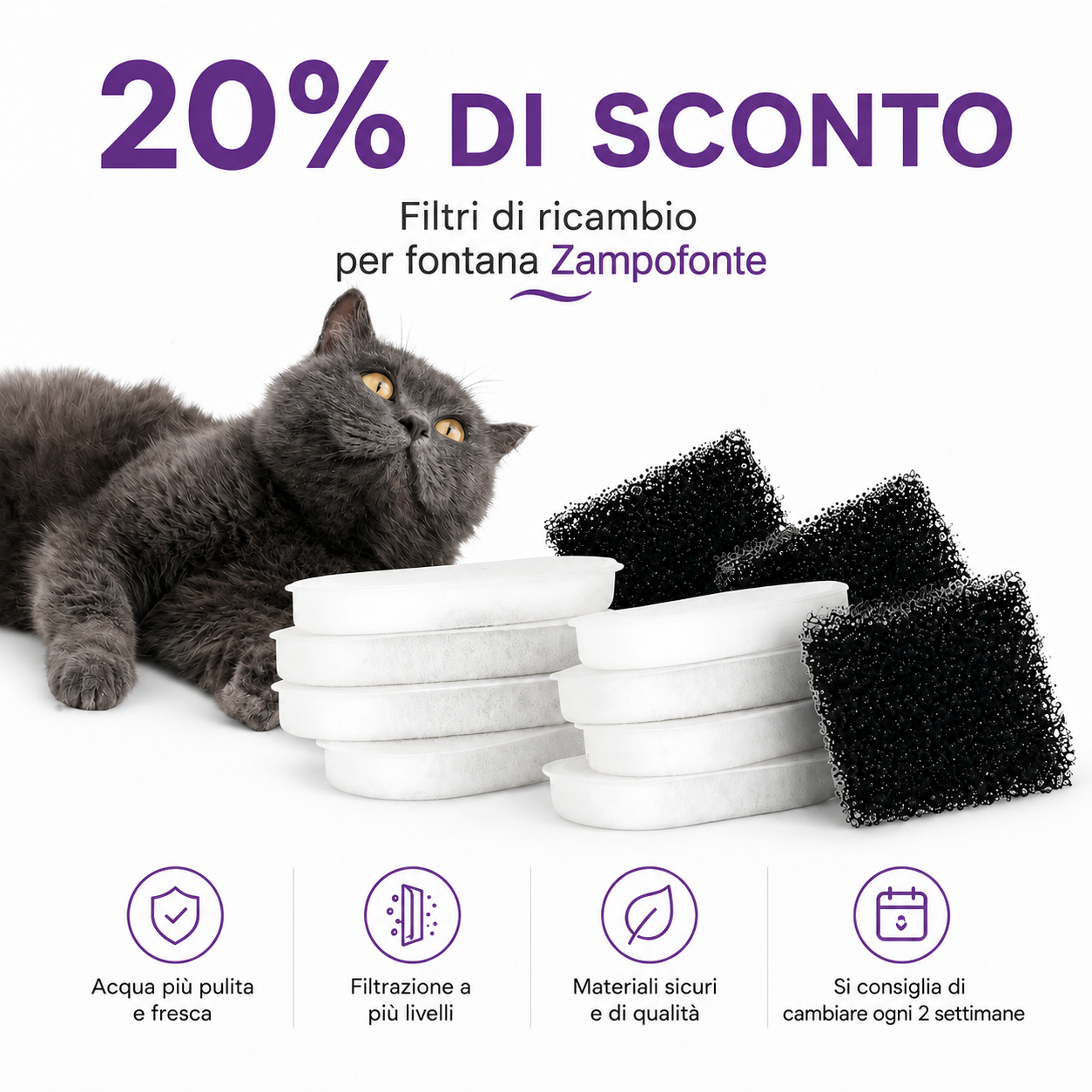 Filtri di ricambio per fontana Zampofonte