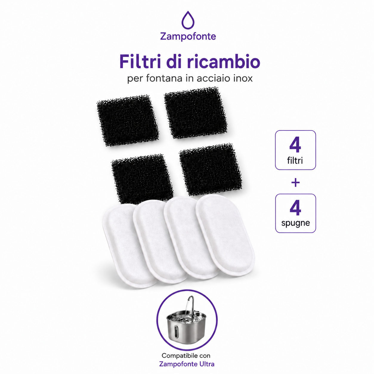 Filtri di ricambio per fontana Zampofonte