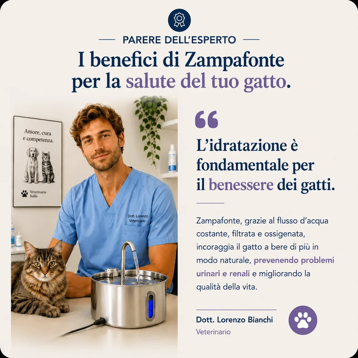 Fontanella per Gatti 2,2L in Acciaio Inox